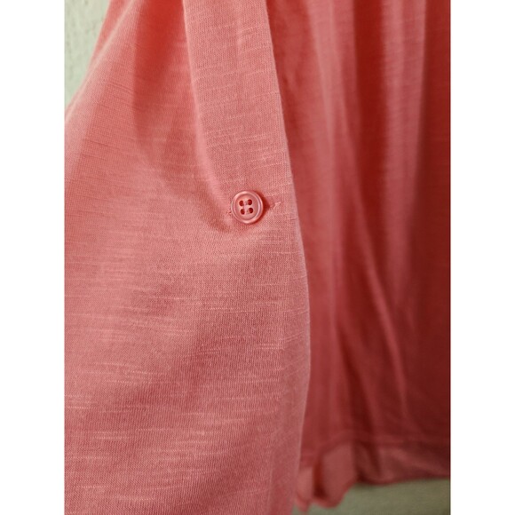 No Boundaries Womens XL Pink Quarter Button Henley Long Roll Tab Sleeve Blouse - Picture 2 of 6